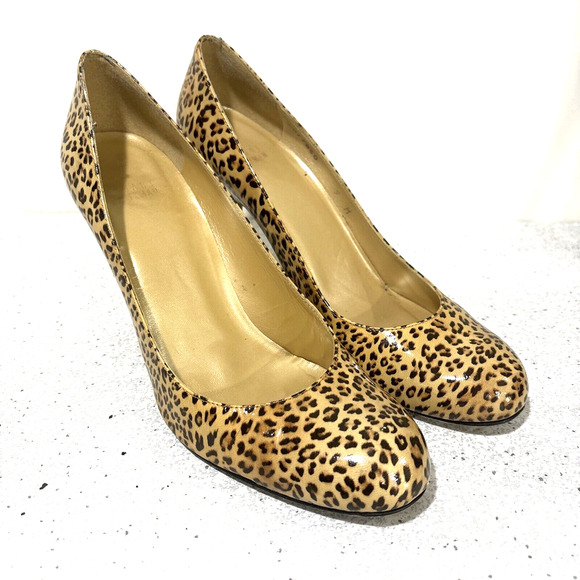 Stuart Weitzman High Heel Pumps Tan Brown Animal Print US 9M Classic Career Shoe - Picture 7 of 11